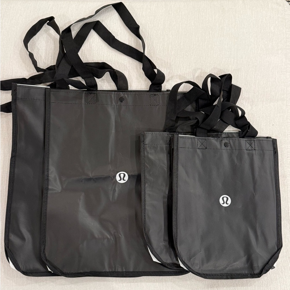 Lululemon Large and Small Black Tote Bags Set